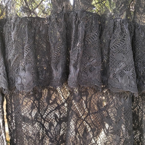 Black Beautiful lace blouse with ruffle xxl - Picture 4 of 11